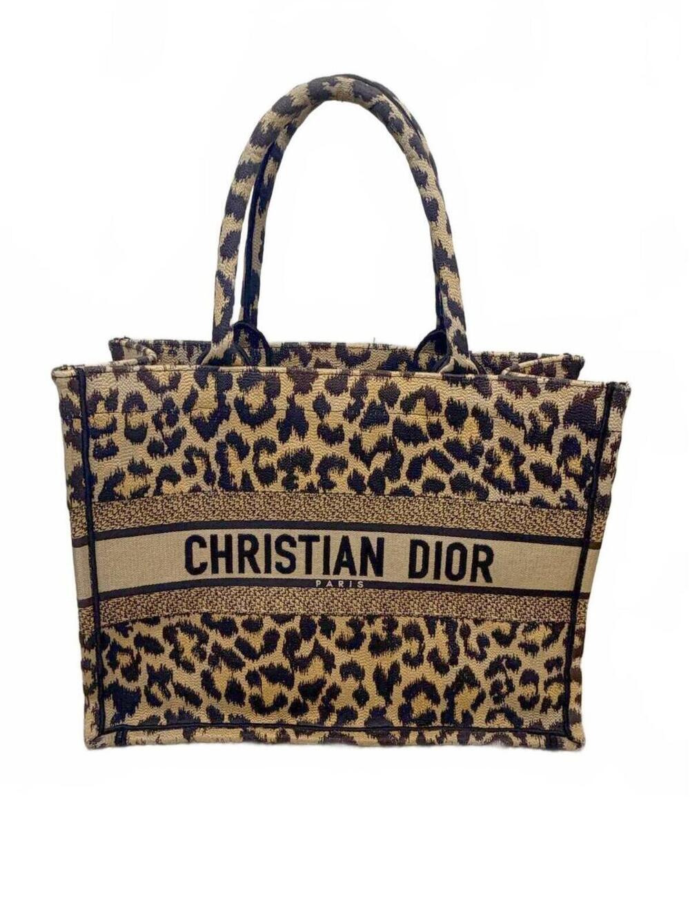 Christian Dior Mizza Leopard Embroidered Canvas Book Tote Bag Small